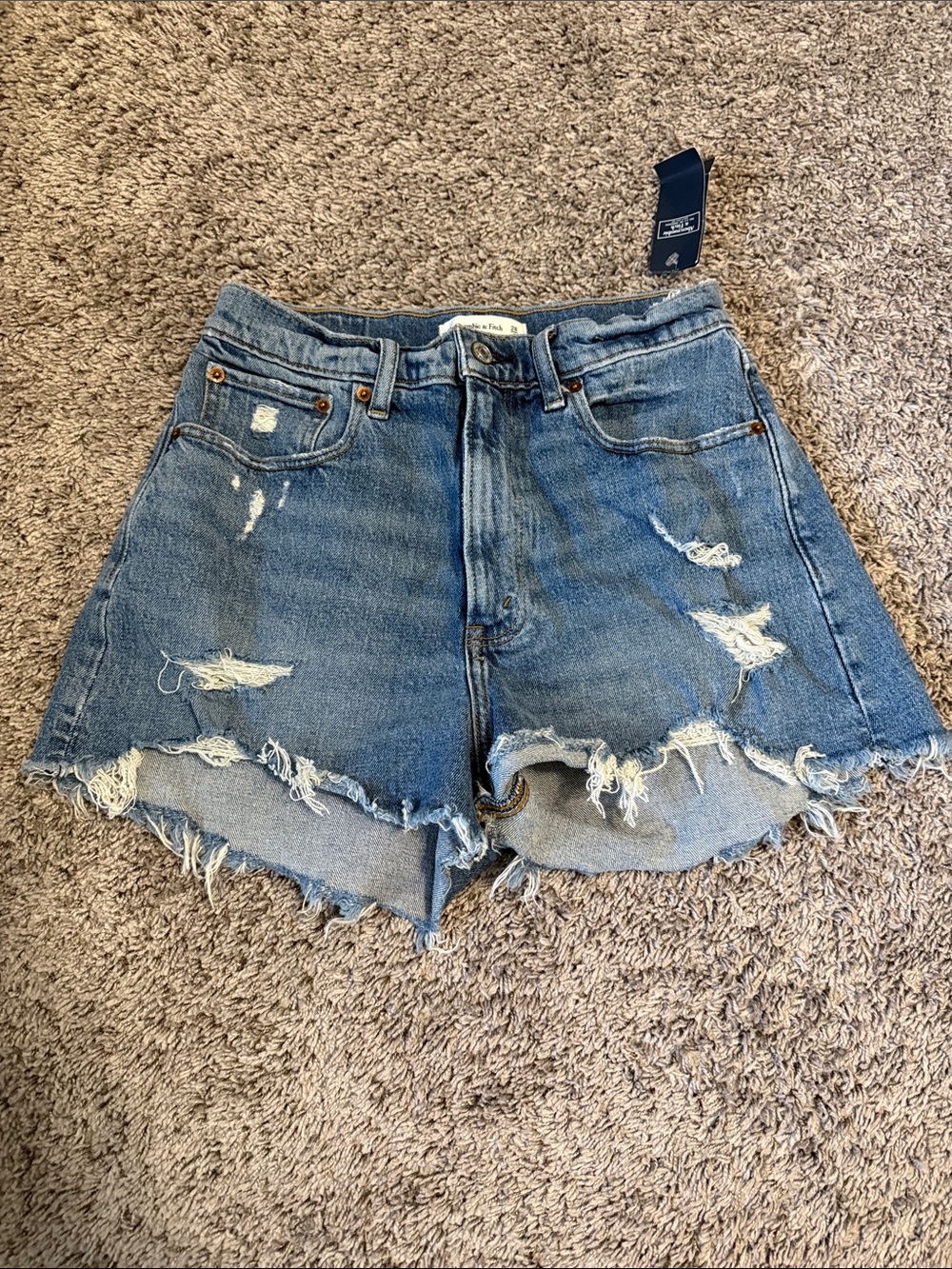 Abercrombie & Fitch Distressed Light Blue Denim Shorts